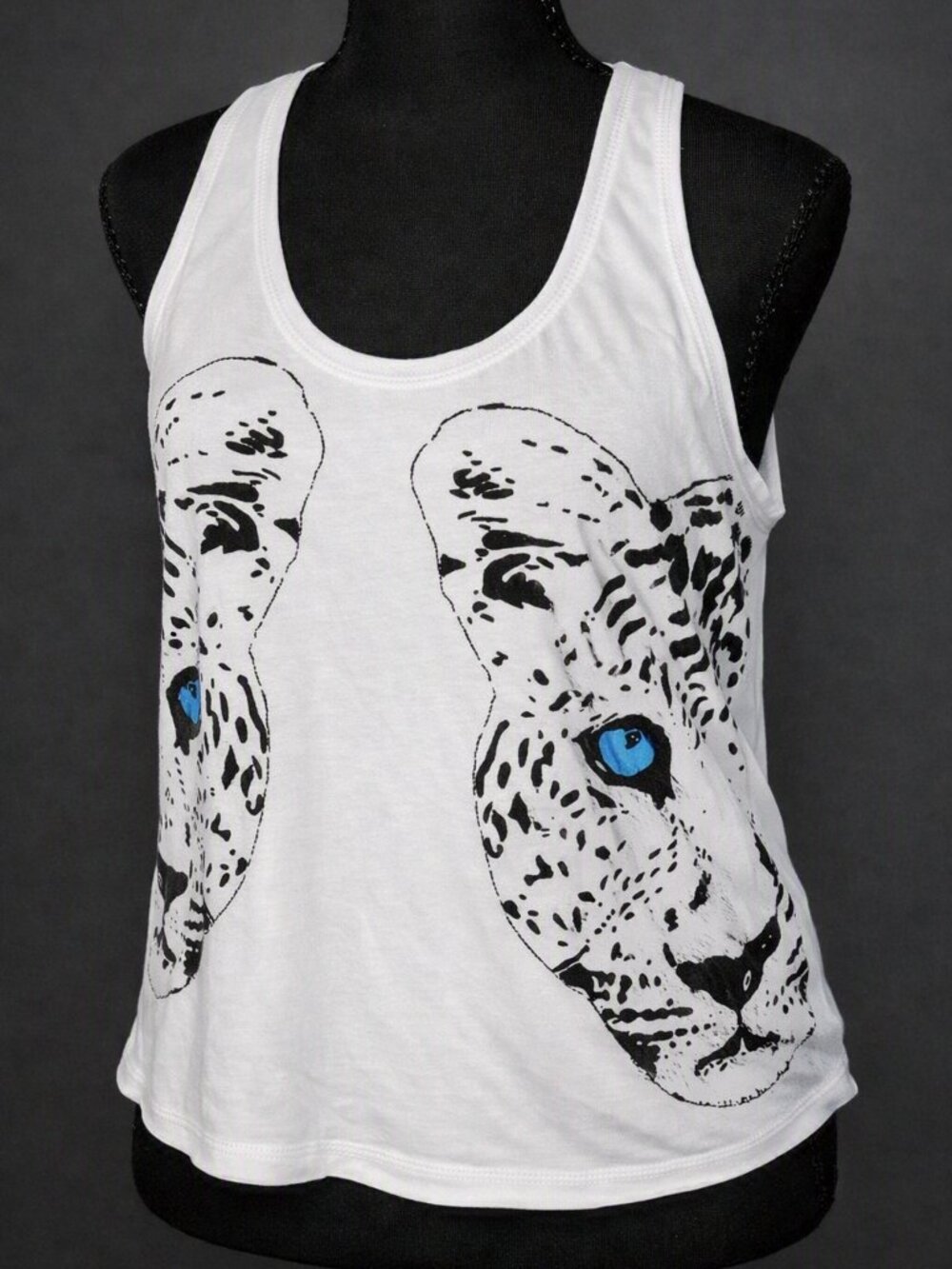 Chaser Racerback Tank Leopard Graphic Raw Edges NIP Medium